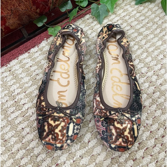 SAM EDELMAN Felicia Ballet Flat in Ivory Velvet Multi Size 8.5 - Picture 6 of 11